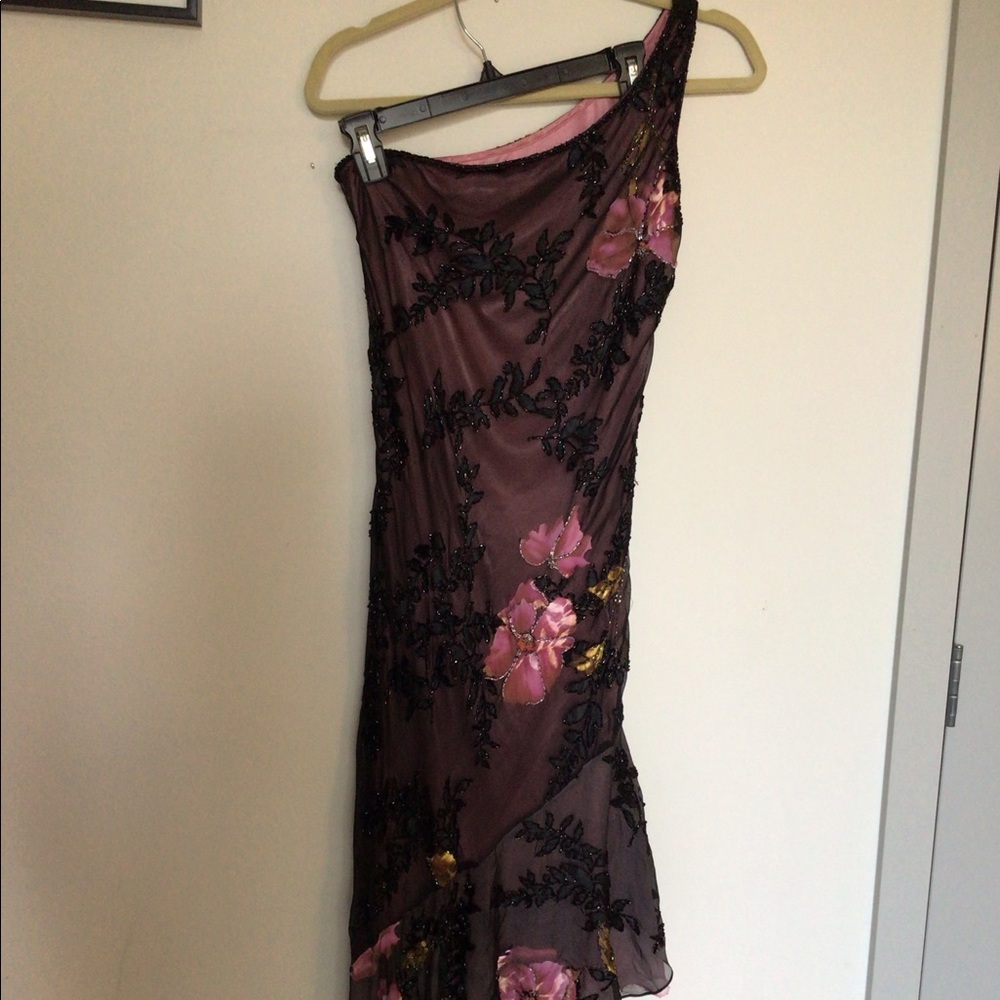 Alberto Malaki | One shoulder silk chiffon dress with beading embellishment